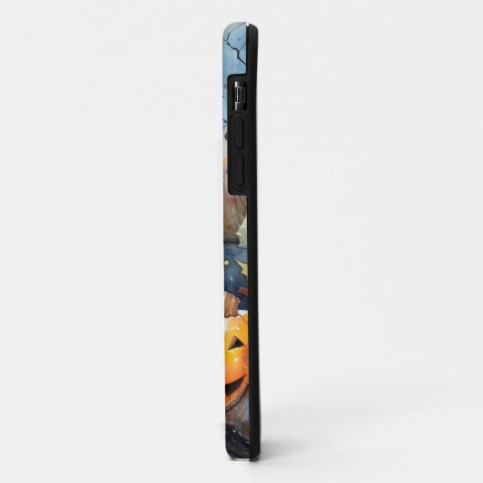 Halloween Bluetick Coonhound met pompoenen Scary Case-Mate iPhone Case (Achterkant/links)