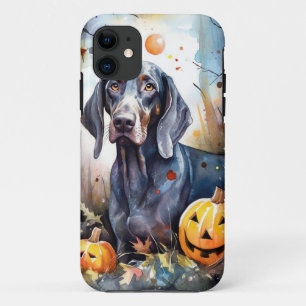 Halloween Bluetick Coonhound met pompoenen Scary Case-Mate iPhone Case