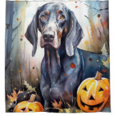 Halloween Bluetick Coonhound met pompoenen Scary Douchegordijn (Voorkant)