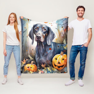 Halloween Bluetick Coonhound met pompoenen Scary Fleece Deken
