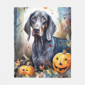 Halloween Bluetick Coonhound met pompoenen Scary Fleece Deken (Voorkant)