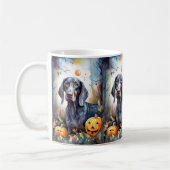 Halloween Bluetick Coonhound met pompoenen Scary Koffiemok (Links)