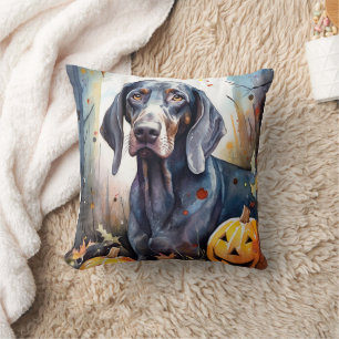 Halloween Bluetick Coonhound met pompoenen Scary Kussen