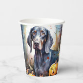 Halloween Bluetick Coonhound met pompoenen Scary Papieren Bekers (Achterkant)