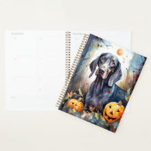 Halloween Bluetick Coonhound met pompoenen Scary Planner (Display)