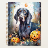 Halloween Bluetick Coonhound met pompoenen Scary Planner (Voorkant)