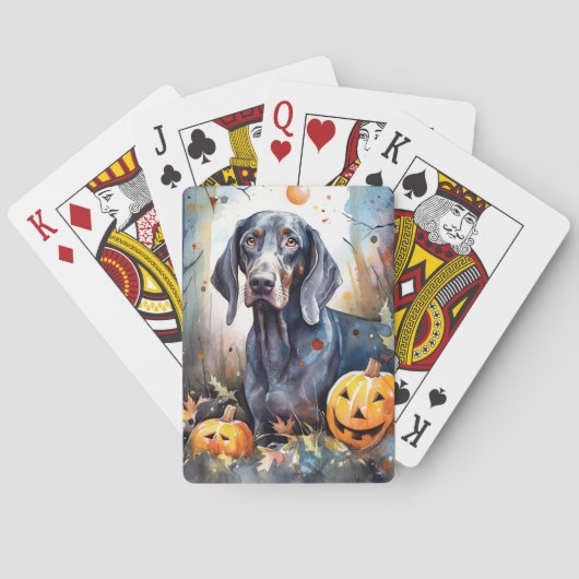 Halloween Bluetick Coonhound met pompoenen Scary Pokerkaarten (Achterkant)