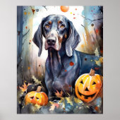Halloween Bluetick Coonhound met pompoenen Scary Poster (Voorkant)