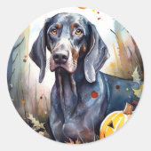 Halloween Bluetick Coonhound met pompoenen Scary Ronde Sticker (Voorkant)