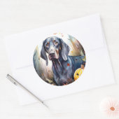 Halloween Bluetick Coonhound met pompoenen Scary Ronde Sticker (Envelop)