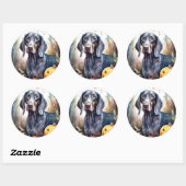 Halloween Bluetick Coonhound met pompoenen Scary Ronde Sticker (Vel)
