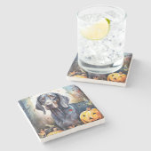 Halloween Bluetick Coonhound met pompoenen Scary Stenen Onderzetter (Zijkant)