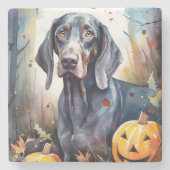 Halloween Bluetick Coonhound met pompoenen Scary Stenen Onderzetter (Voorkant)