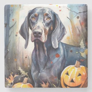 Halloween Bluetick Coonhound met pompoenen Scary Stenen Onderzetter