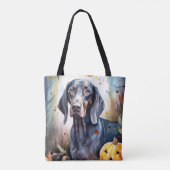 Halloween Bluetick Coonhound met pompoenen Scary Tote Bag (Achterkant)