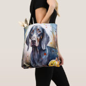 Halloween Bluetick Coonhound met pompoenen Scary Tote Bag (Dichtbij)