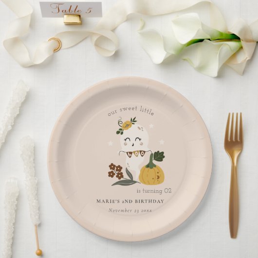 Halloween Blush Ghost Little Boo any Age Birthday Papieren Bordje (Huwelijk)