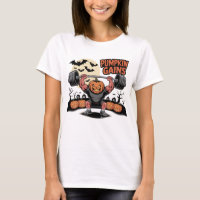 Halloween bodybuilder pompoen grappig T-shirt