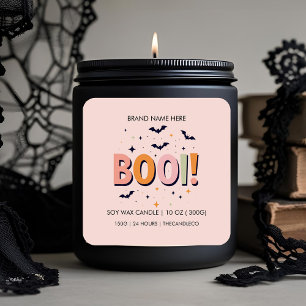 Halloween "BOE!" Candle Schattigee vleermuizen Vierkante Sticker