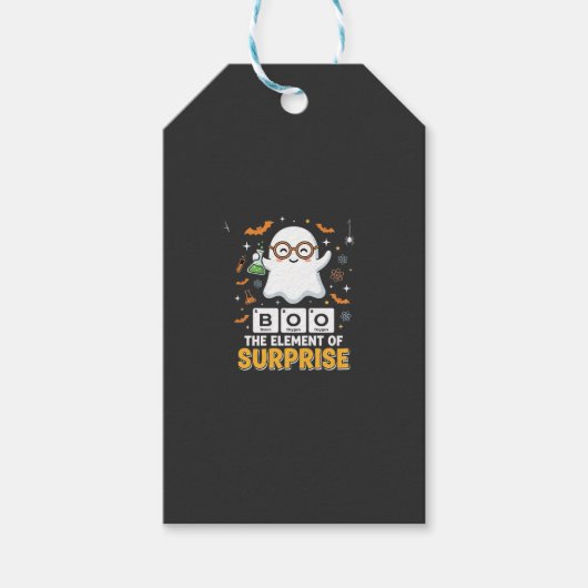Halloween Boe Element van Verrassing Geest Ontwerp Cadeaulabel (Voorkant)