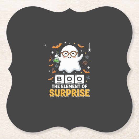 Halloween Boe Element van Verrassing Geest Ontwerp Kartonnen Onderzetters (Voorkant)