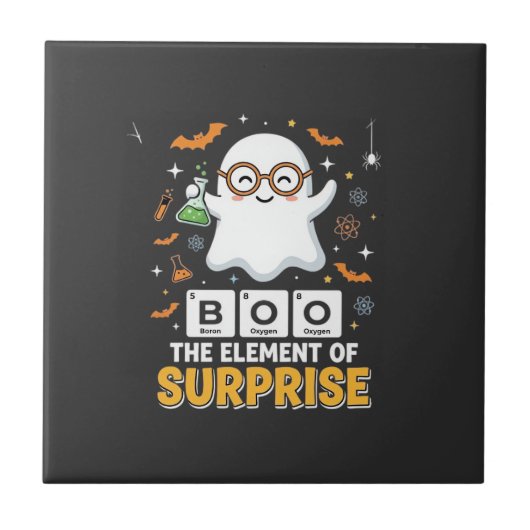 Halloween Boe Element van Verrassingsgeest Ontwerp Tegeltje (Voorkant)