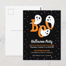 Halloween Boe Geesten Paarse Confetti Uitnodiging