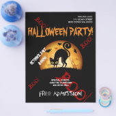Halloween Boe Kat Vleermuizen Feest Aankondiging F Flyer (Enkel)