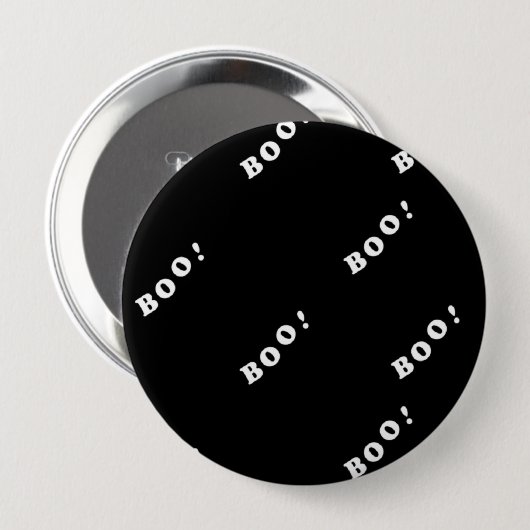 Halloween boe letters op zwart ronde button 4,0 cm (Voorkant /achterkant)