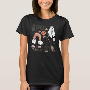 Halloween Boe Regenboog Skelet Handen Pompoen Spok T-shirt
