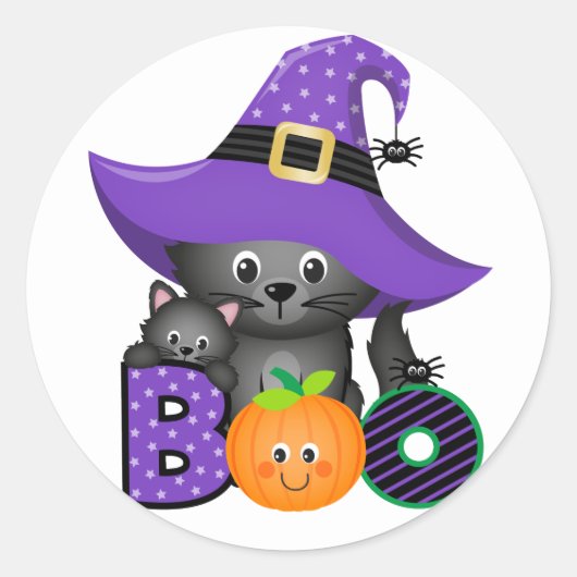 Halloween Boe Ronde Sticker (Voorkant)