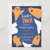Halloween boegbeelden sinaasappel blauw baby showe kaart (Voorkant)