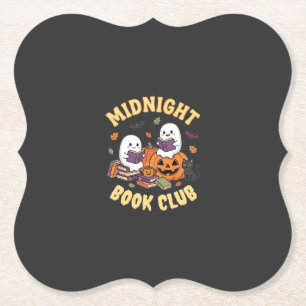 Halloween Boek Club Spook Lezen Pompoen Ontwerp_1 Kartonnen Onderzetters