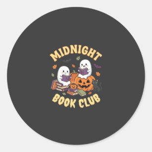 Halloween Boek Club Spook Lezen Pompoen Ontwerp_1 Ronde Sticker