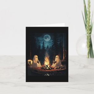 Halloween boek lezen Ghost Forest Camping Vintag Kaart