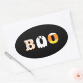 Halloween, boek, patroon, feestelijk ovale sticker (Envelop)