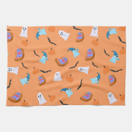 Halloween Boekachtige Geest Pompoen Patroon Theedoek