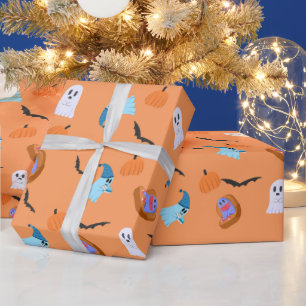 Halloween Boekachtige Geest Pompoen Vleermuis Inpa Cadeaupapier