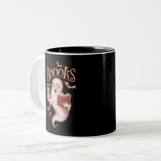 Halloween Boeken Bibliothecaris Leraar Lezer Tweekleurige Koffiemok (Voorkant links)