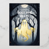 Halloween-boeken en Booze Spooky Ghost Party Folie Uitnodiging (Voorkant)
