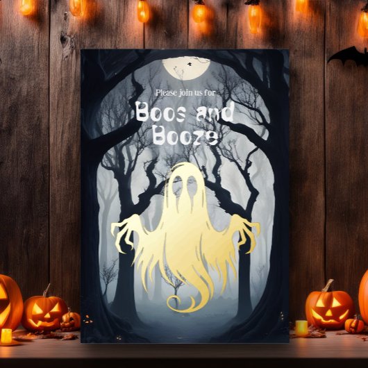 Halloween-boeken en Booze Spooky Ghost Party Folie Uitnodiging