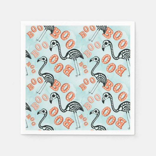 Halloween boeken | flamingo-skelet servet (Voorkant)