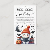Halloween Boeken Verzoek Retro Ghost Baby shower Informatiekaartje (Voorkant)