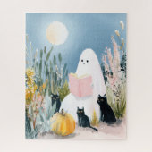 Halloween boekenliefhebber Ghost Black Cats Legpuzzel (Verticaal)