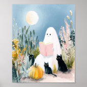 Halloween boekenliefhebber Ghost Black Cats Poster (Voorkant)