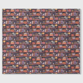 Halloween boekenplank cadeaupapier (Vlak)