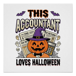 Halloween-boekhouder Funny Spooky Belastingseizoen Perfect Poster