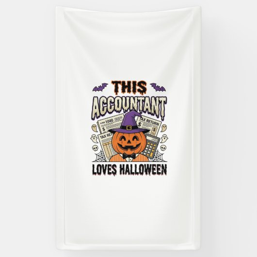 Halloween-boekhouder Funny Spooky Belastingseizoen Spandoek (Verticaal)