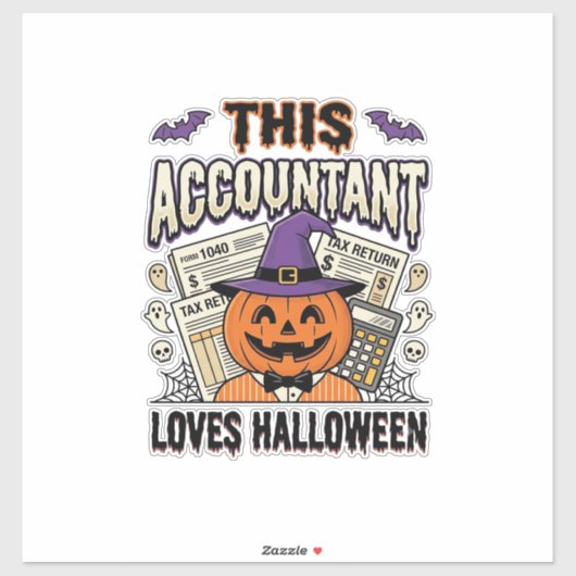 Halloween-boekhouder Funny Spooky Belastingseizoen Sticker (Vel)