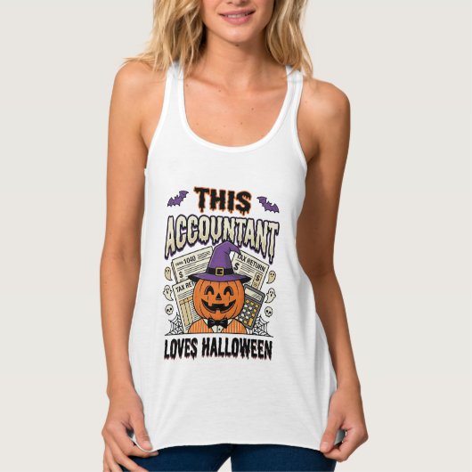 Halloween-boekhouder Funny Spooky Belastingseizoen Tanktop (Voorkant)